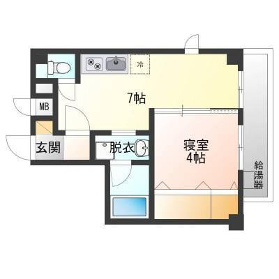 グランパルク西梅田(1DK/3階)の間取り写真