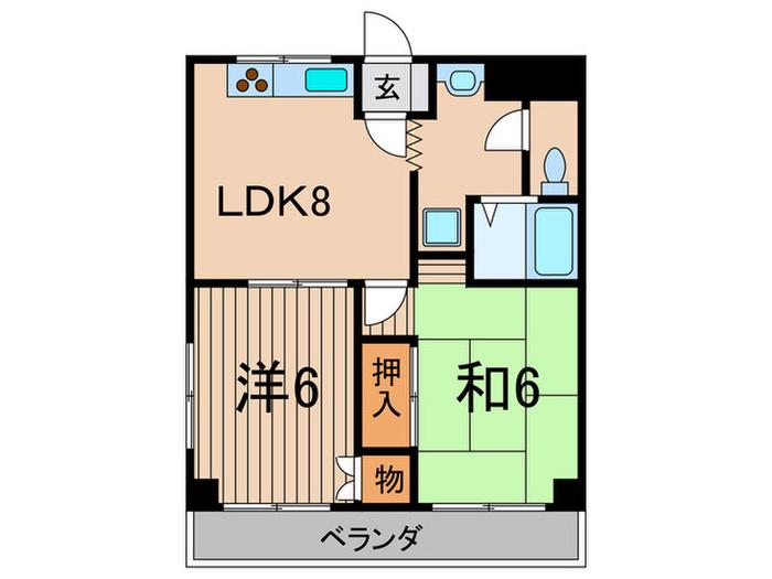 マルティニーク(2LDK/5階)の間取り写真