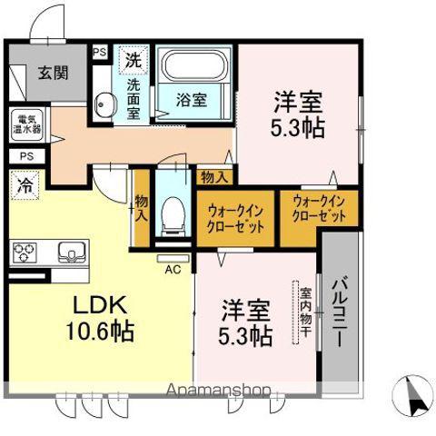 パラカント(2LDK/3階)の間取り写真