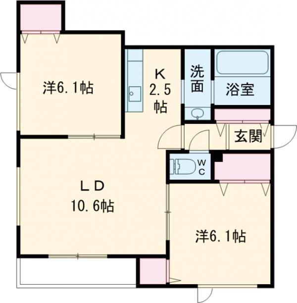 アヴニールSHINANO I(2LDK/1階)の間取り写真