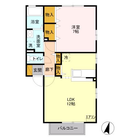 シュロス IV番館(1LDK/2階)の間取り写真