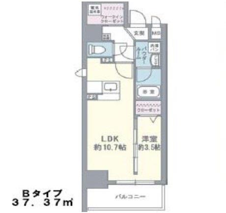 ソシオ心斎橋(1LDK/4階)の間取り写真