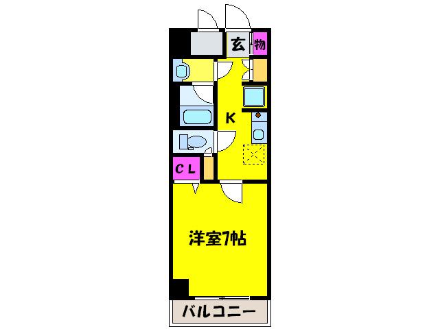 サザンクレスト堺東(1K/2階)の間取り写真