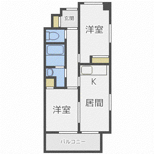 セザール南10条西(2DK/7階)の間取り写真