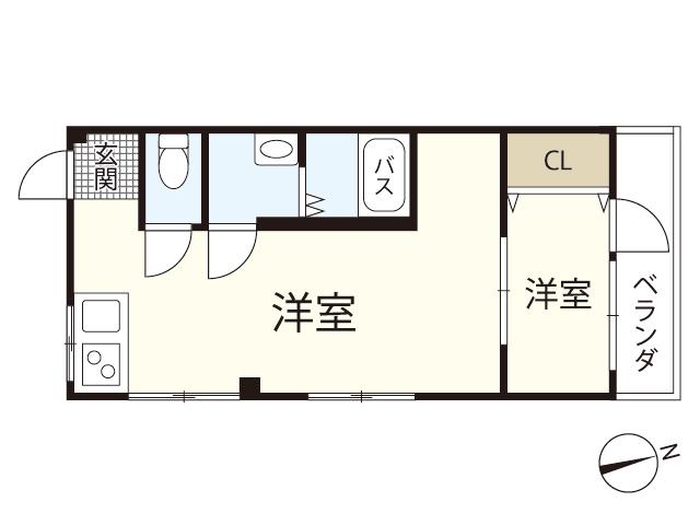 ウェール千田町(1LDK/2階)の間取り写真