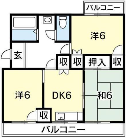 第二阿波ビル(3DK/4階)の間取り写真