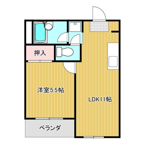 タウン西野(1LDK/2階)の間取り写真