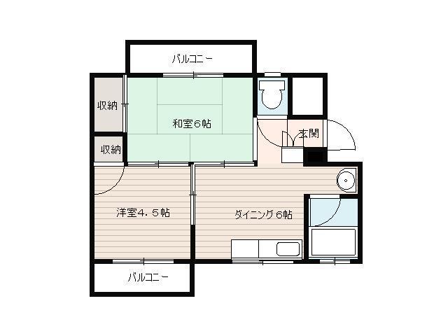 兼田コーポ(2DK/3階)の間取り写真