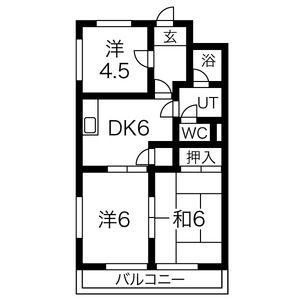 スカイハイム(3DK/1階)の間取り写真