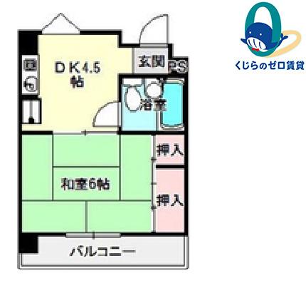 キャッスルミニ松園(1DK/4階)の間取り写真