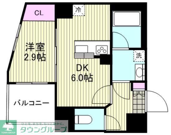 グローリオシェルト溝の口(1DK/6階)の間取り写真