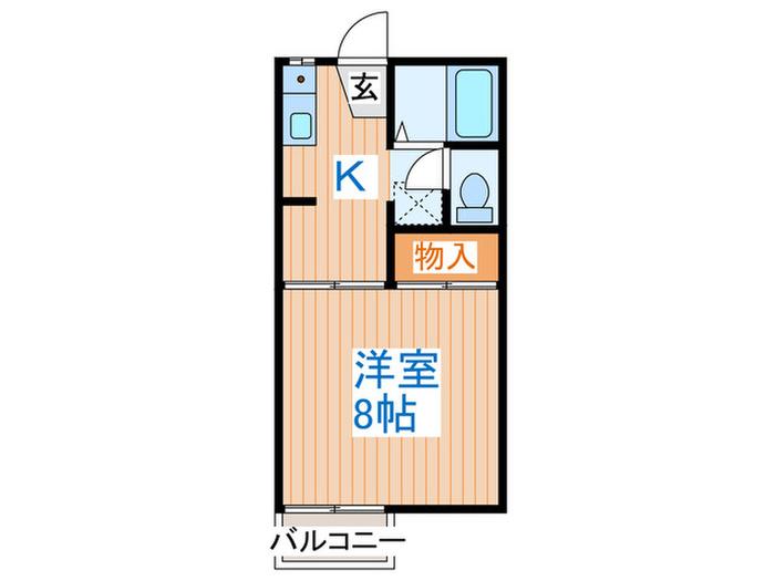 ハイツ旭ヶ丘(1K/1階)の間取り写真
