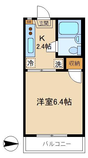 ドムス久我山B(1K/2階)の間取り写真