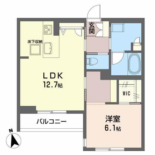 WAKURASU堰場(1LDK/1階)の間取り写真