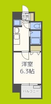 プレサンス上町台東平(1K/8階)の間取り写真