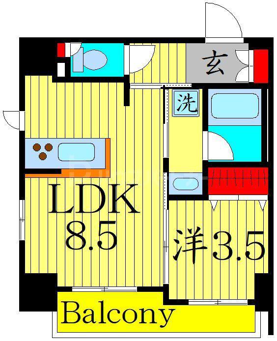 リヴァプール東池袋(1LDK/6階)の間取り写真