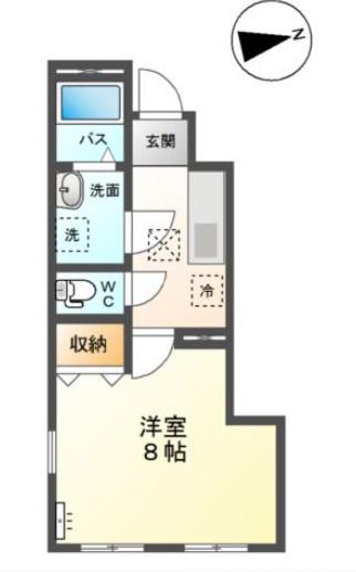 グランソレイユ(1K/1階)の間取り写真