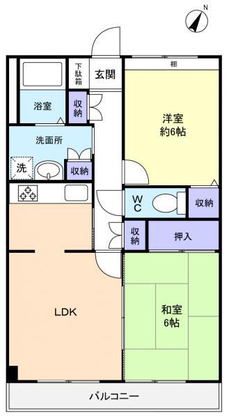 ファミール勝田台(2LDK/2階)の間取り写真