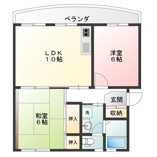 駅北マンションB(2LDK/1階)の間取り写真