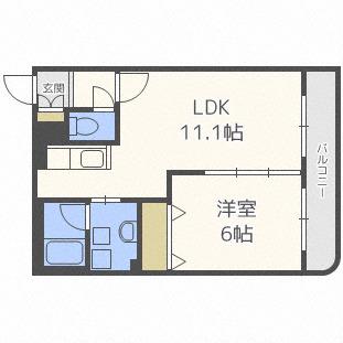 シーサイドガーデン銭函(1LDK/4階)の間取り写真