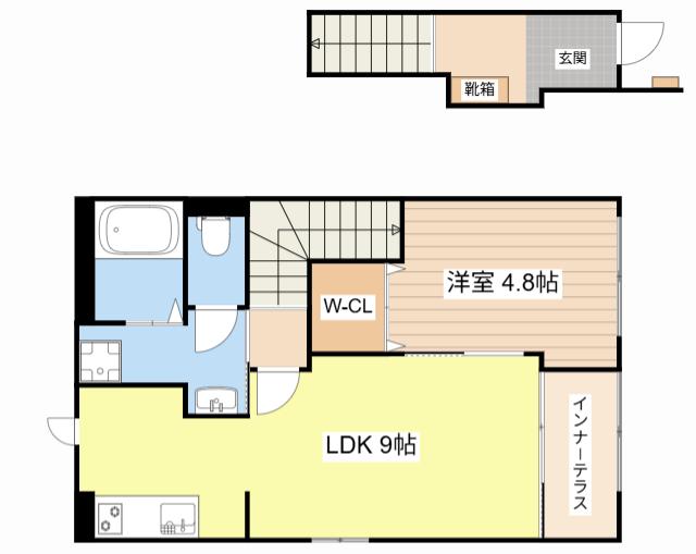 守山6丁目アパート(1LDK/2階)の間取り写真