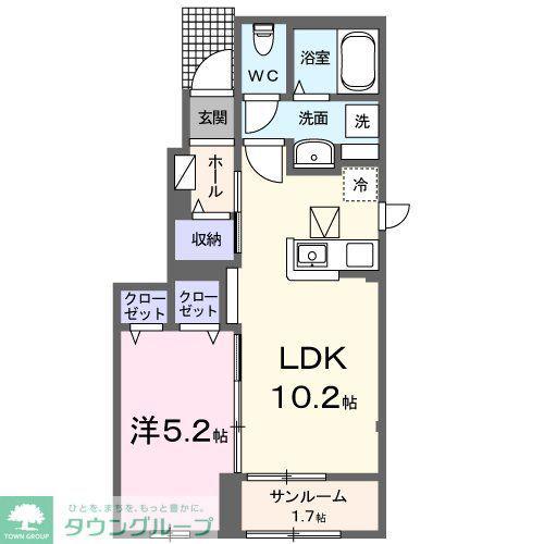マニフィーク(1LDK/1階)の間取り写真