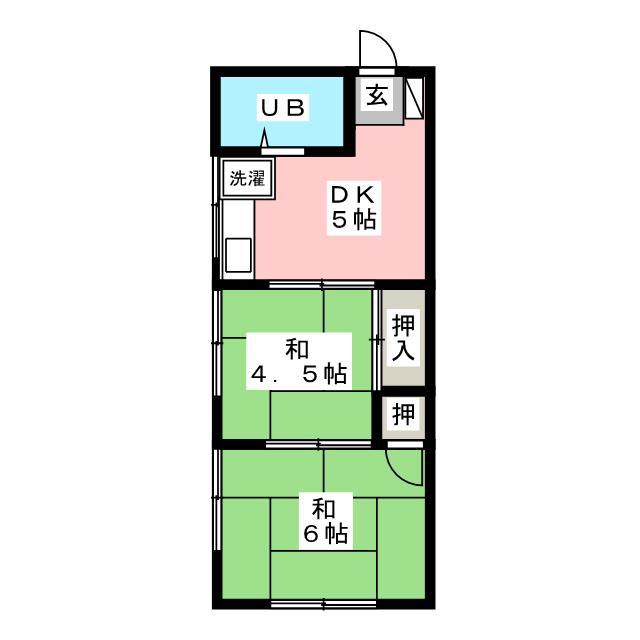 ハイツ未来(2DK/1階)の間取り写真
