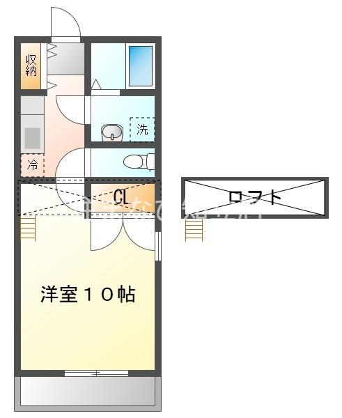 グリーンバード3(1K/1階)の間取り写真