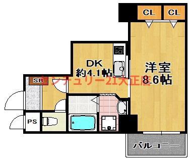 大正メゾン(1DK/1階)の間取り写真