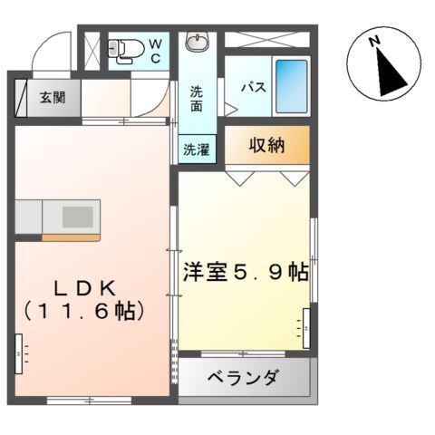 シャインパレス(1LDK/3階)の間取り写真