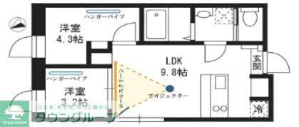 ペルアスペラ門前仲町(2LDK/4階)の間取り写真