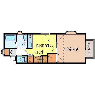 アヴァンセ岩切 壱番館(1K/2階)の間取り写真