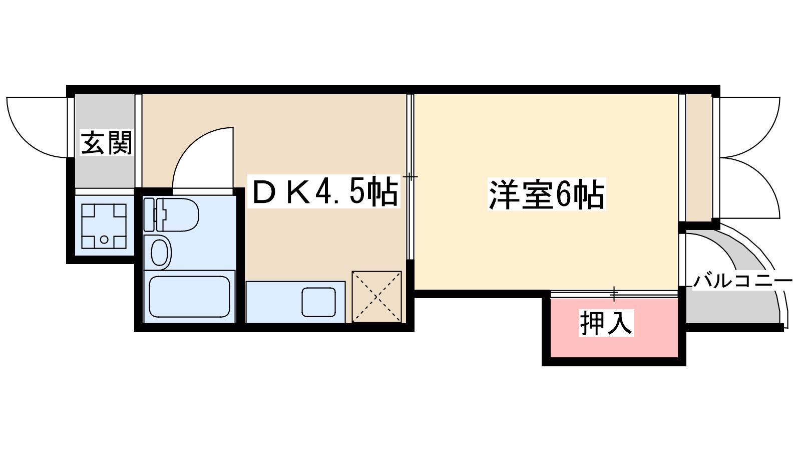 あかつきマンション(1DK/3階)の間取り写真