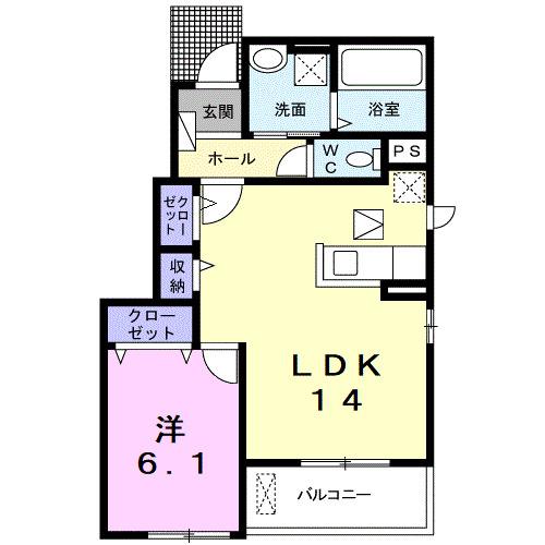 FIELD STONE A(1LDK/1階)の間取り写真