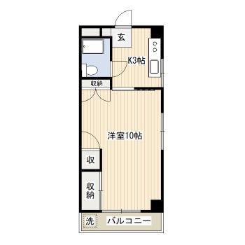 グリーンハイツ(1K/3階)の間取り写真