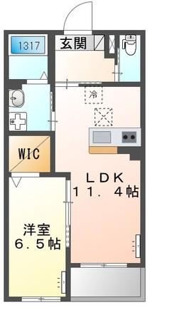 フローラ ガーデン(1LDK/1階)の間取り写真
