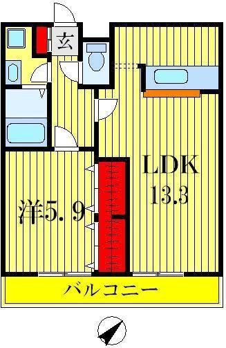 スタシィオン弐番館(1LDK/2階)の間取り写真