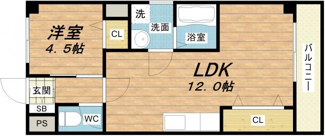 ファイブコート(1LDK/2階)の間取り写真