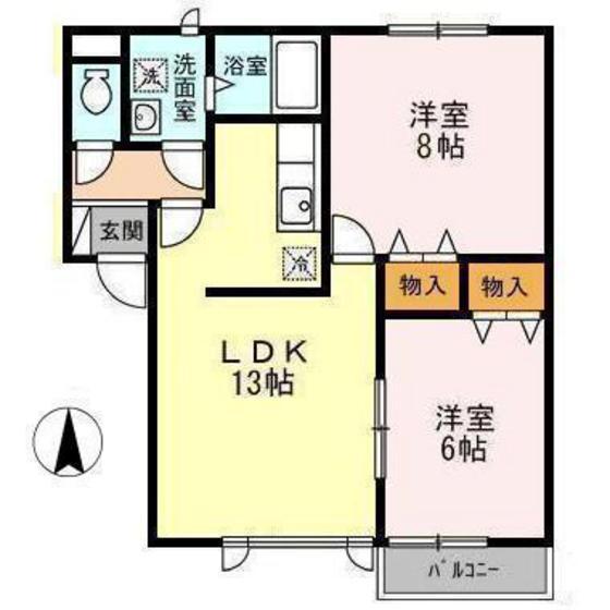 セルシア B(2LDK/2階)の間取り写真