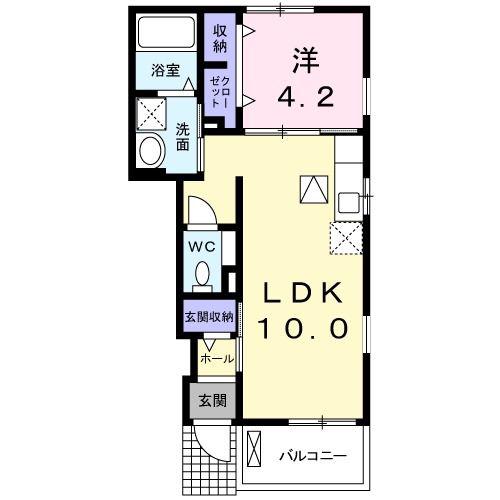 ユア エルバ・セーレ II(1LDK/1階)の間取り写真