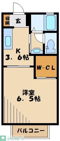 エミネンスI(1K/1階)の間取り写真