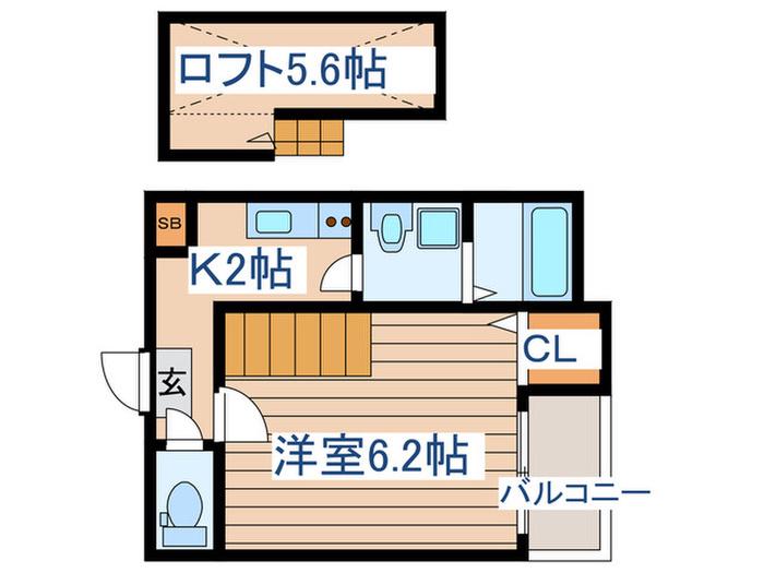 ノア東黒松(1K/1階)の間取り写真