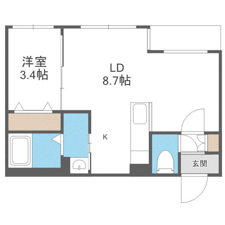 ライトベルー南9条ー(1LDK/1階)の間取り写真
