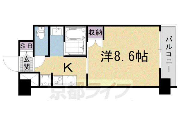 ラグゼナ梅小路京都西(1K/2階)の間取り写真