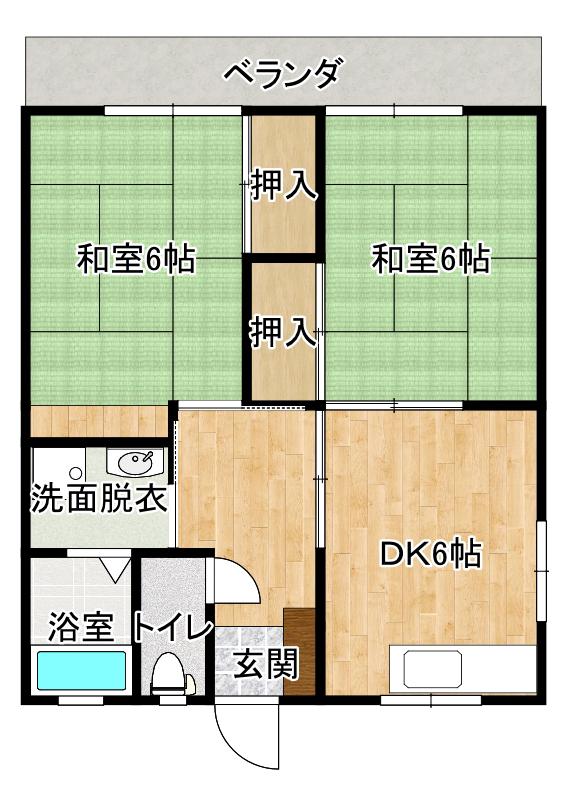 江藤ハイツ(2DK/2階)の間取り写真