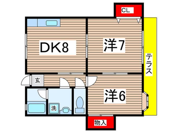 ハウディーK(2DK/1階)の間取り写真