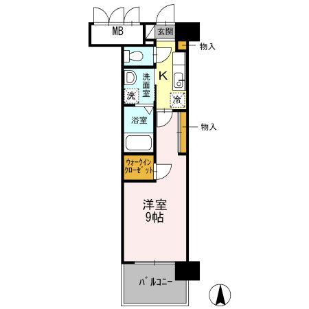 グランドソレイユ名駅(1K/8階)の間取り写真