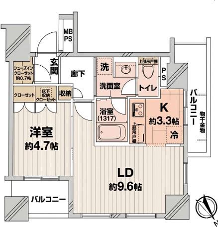 パークタワー池袋イーストプレイス(1LDK/6階)の間取り写真