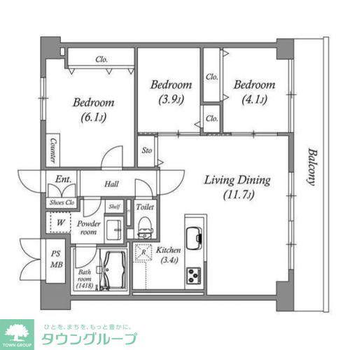 DELCCS亀戸II(3LDK/6階)の間取り写真