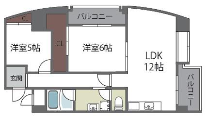 ジュネスニッコー(2LDK/4階)の間取り写真